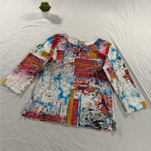 Vintage Mykonos Long Sleeve T Shirt Full Graphic Size M Multicolor